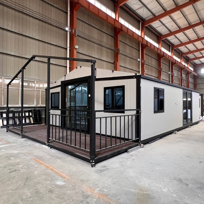 30ft Expandable Container House with Gray Wall Panels and Rooftop ...