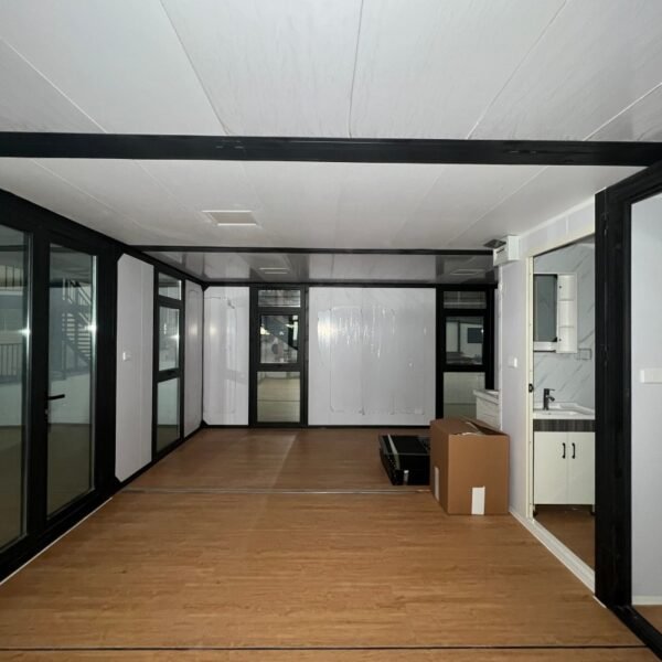 20ft Two-Story Flat Roof Expandable House with Floor-to-Ceiling Windows, External Stairs, and Balcony - Image 11