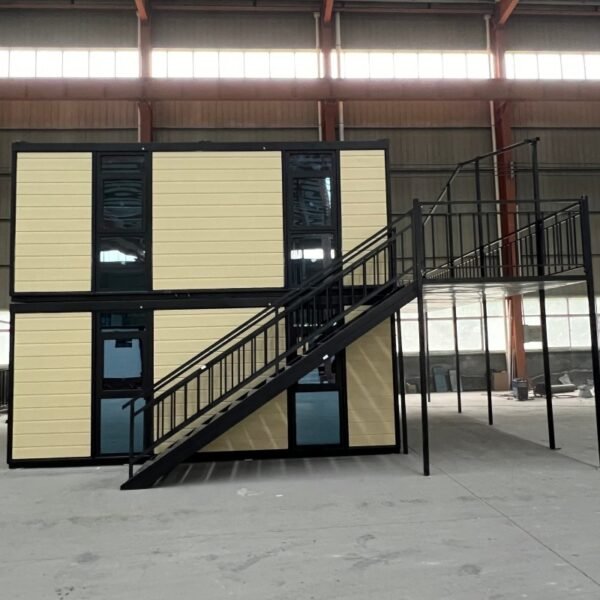20ft Two-Story Flat Roof Expandable House with Floor-to-Ceiling Windows, External Stairs, and Balcony - Image 4