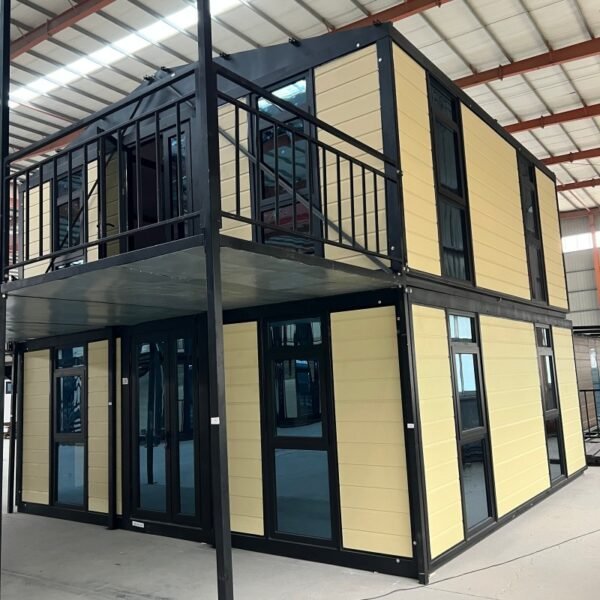 20ft Two-Story Flat Roof Expandable House with Floor-to-Ceiling Windows, External Stairs, and Balcony - Image 2