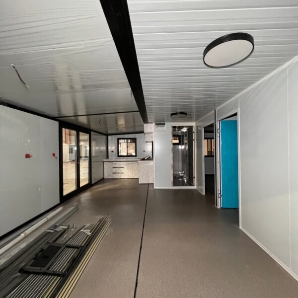 30ft Expandable Container House with Gray Wall Panels and Rooftop Terrace - Image 6