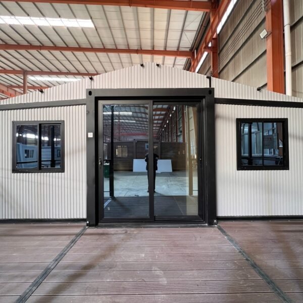 30ft Expandable Container House with Gray Wall Panels and Rooftop Terrace - Image 3