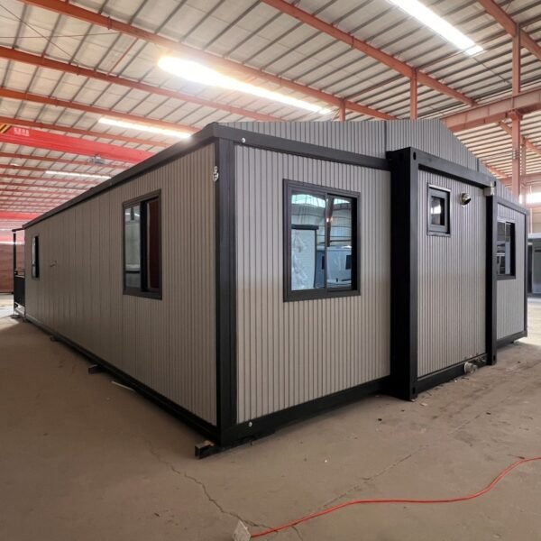 30ft Expandable Container House with Gray Wall Panels and Rooftop Terrace - Image 4