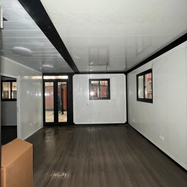 20ft Pine Knot Wall Panel Black Frame 2-Bedroom Flat Roof Expandable House - Image 6