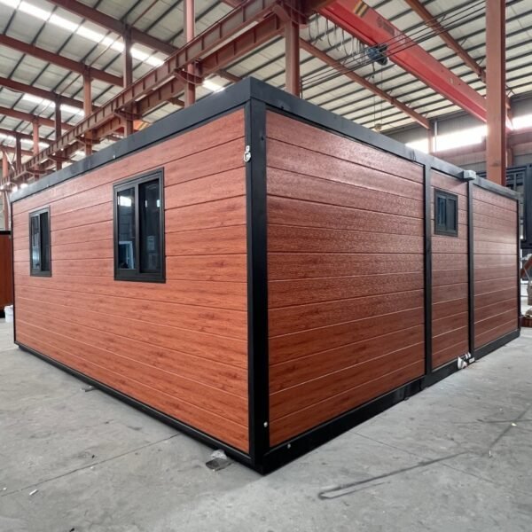 20ft Pine Knot Wall Panel Black Frame 2-Bedroom Flat Roof Expandable House - Image 4