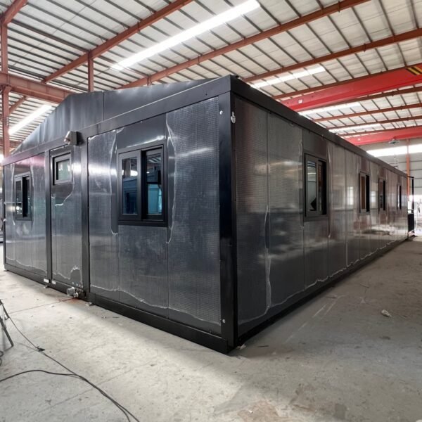 40ft Expandable House with Black Frame Three Bedrooms One Bathroom Flat Roof Dual Wings and Sloped Roof Pavilion - Image 4