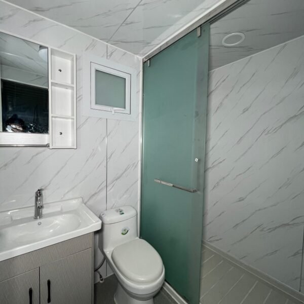 20ft White Prefab Container Studio with Glass Sliding Door and Full Bathroom - Image 7