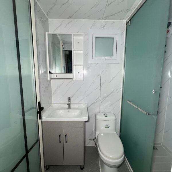 20ft White Prefab Container Studio with Glass Sliding Door and Full Bathroom - Image 8