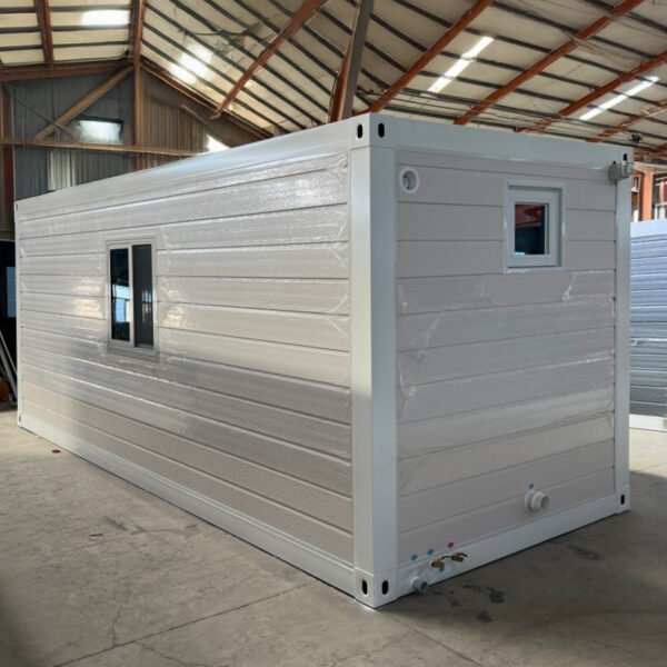 20ft White Prefab Container Studio with Glass Sliding Door and Full Bathroom - Image 3