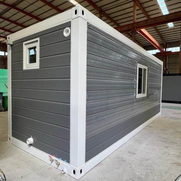 20ft Modern Welded Container Home with Kitchen and Bathroom – Grey Wall Panel & White Frame - Image 3