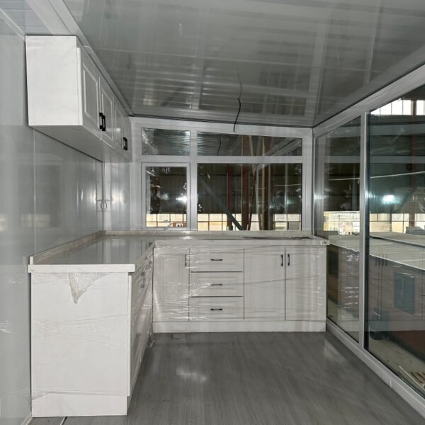 40ft Two-Story Expandable House with White Frame Glass Curtain Wall Pavilion and Staircase - Image 9