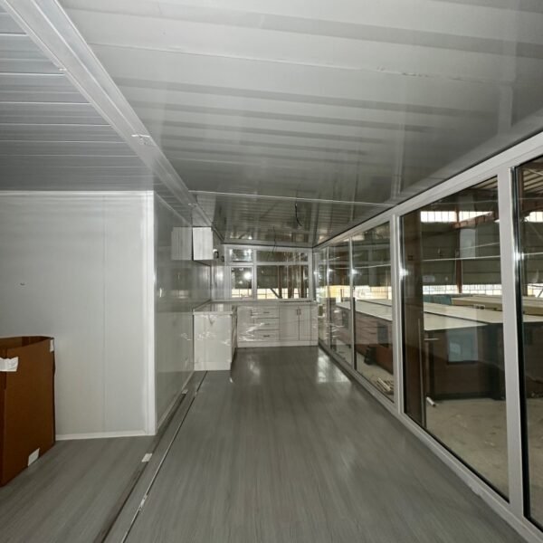 40ft Two-Story Expandable House with White Frame Glass Curtain Wall Pavilion and Staircase - Image 10