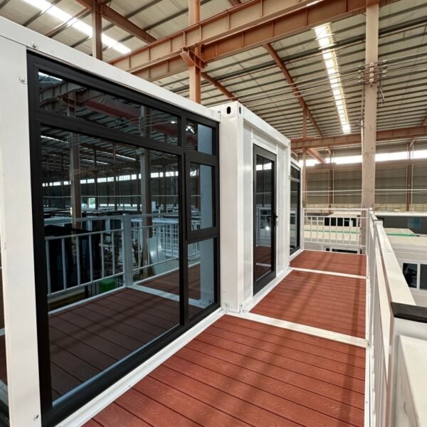 40ft Two-Story Expandable House with White Frame Glass Curtain Wall Pavilion and Staircase - Image 5