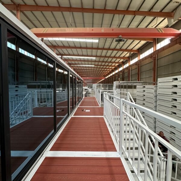 40ft Two-Story Expandable House with White Frame Glass Curtain Wall Pavilion and Staircase - Image 6