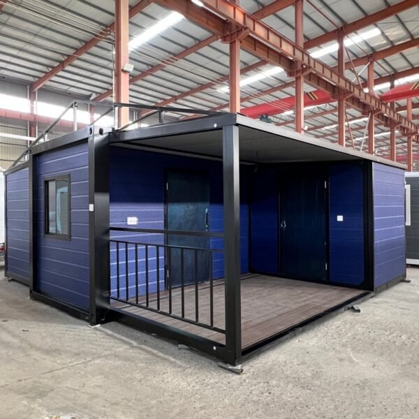 20FT Blue & Black Expandable Container Home with Half Terrace