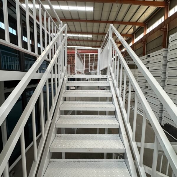 40ft Two-Story Expandable House with White Frame Glass Curtain Wall Pavilion and Staircase - Image 7