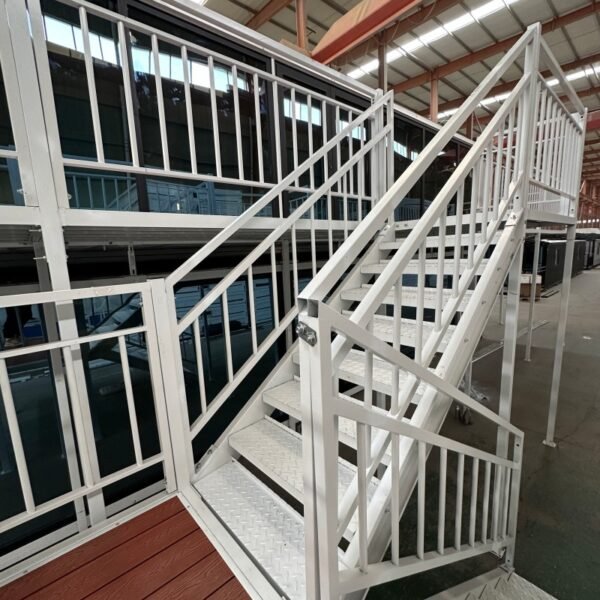 40ft Two-Story Expandable House with White Frame Glass Curtain Wall Pavilion and Staircase - Image 8