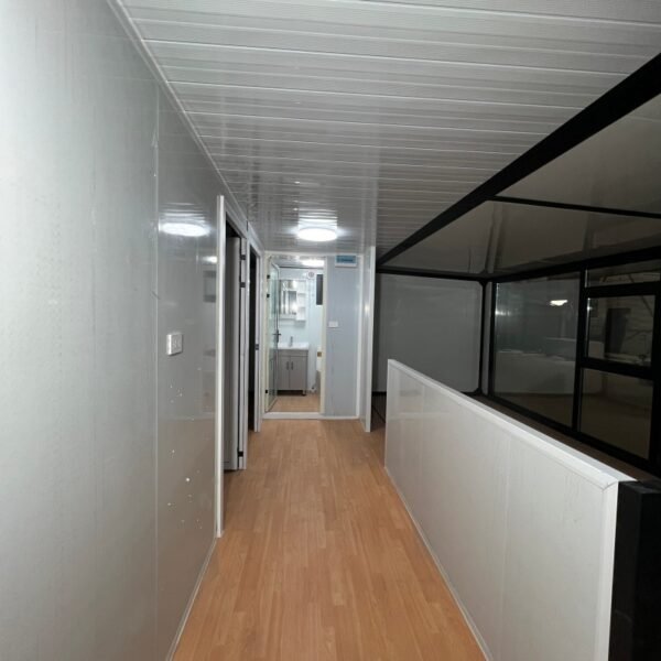 40ft Expandable House with Black Frame Gray Walls Glass Curtain Wall Four Bedrooms Two Bathrooms - Image 6
