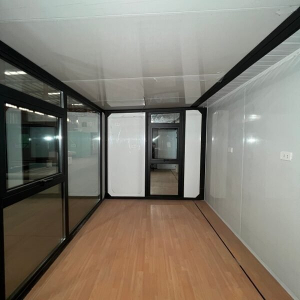 40ft Expandable House with Black Frame Gray Walls Glass Curtain Wall Four Bedrooms Two Bathrooms - Image 7