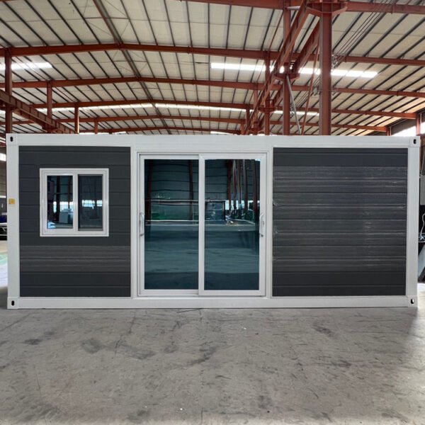 20ft Modern Welded Container Home with Kitchen and Bathroom – Grey Wall Panel & White Frame