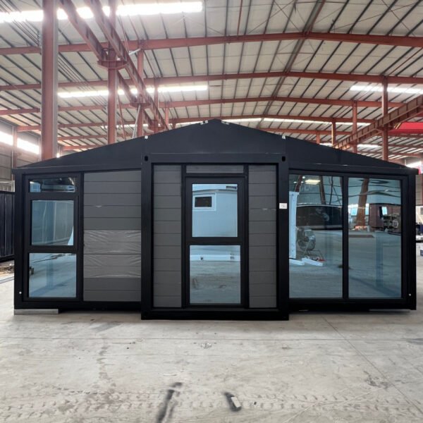 40ft Expandable House with Black Frame Antique Gray Walls Four Bedrooms One Bathroom - Image 2