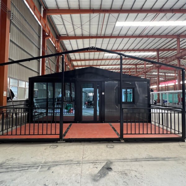 40ft Expandable House with Black Frame Three Bedrooms One Bathroom Flat Roof Dual Wings and Sloped Roof Pavilion - Image 2