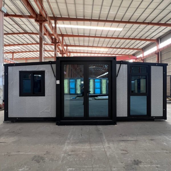 40ft Expandable House with Black Frame and Marble Pattern Wall Panels Four Bedrooms One Bathroom - Image 2