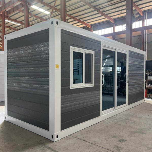 20ft Modern Welded Container Home with Kitchen and Bathroom – Grey Wall Panel & White Frame - Image 2