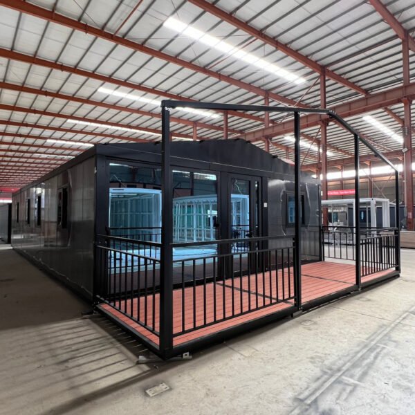 40ft Expandable House with Black Frame Three Bedrooms One Bathroom Flat Roof Dual Wings and Sloped Roof Pavilion - Image 3