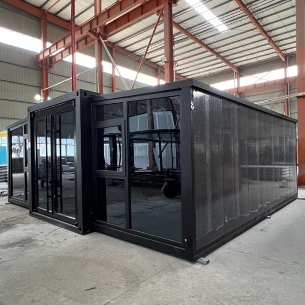 20ft Expandable Container House with Black Wall Panels & Frame