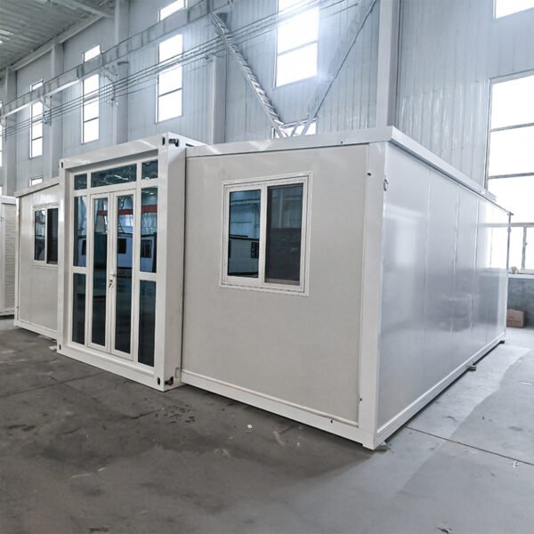 20ft White Expandable Container House with Glass Door Two Bedrooms One Bathroom