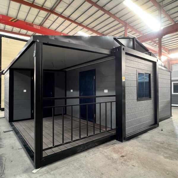 20FT Dark Grey & Black Expandable Container Home with Half Terrace