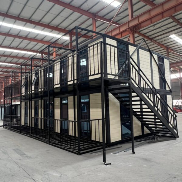 40ft Two-Story Flat Roof Expandable House with Staircase and Pavilion