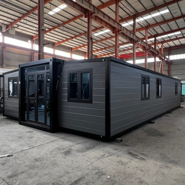 40ft Expandable Container House with Gray Wall Panels Two Bedrooms One Bathroom