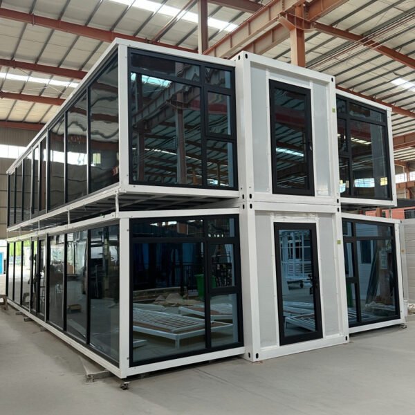 40ft Two-Story Expandable House with White Frame Glass Curtain Wall Pavilion and Staircase - Image 4