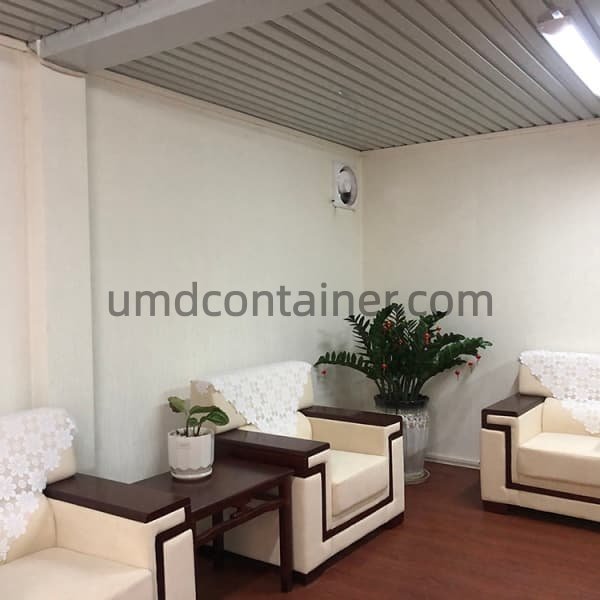 Two-story modular office building interior